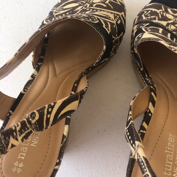 Naturalizer N5 Comfort Lulianna Coated Linen Slingback Cork Wedge Size 9M - Picture 12 of 15